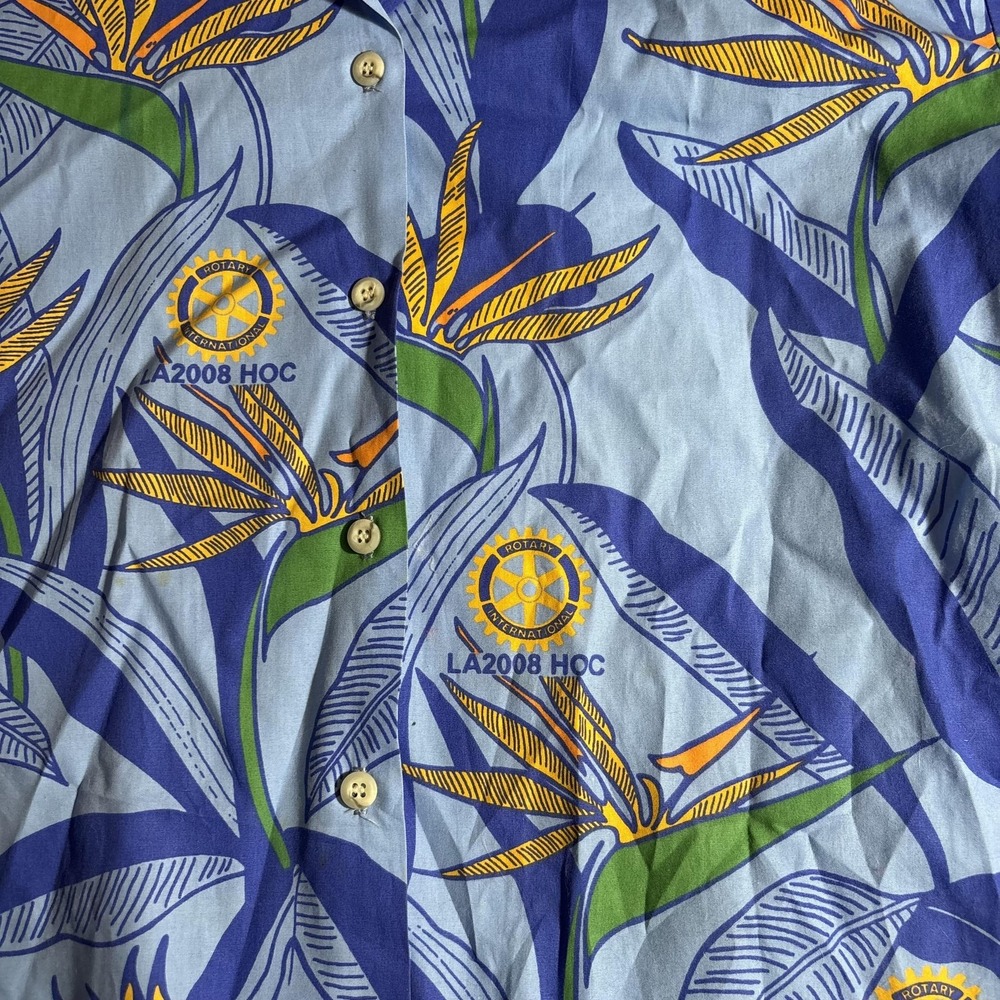Tori Richard Shirt Womens Large Blue Floral Hawaiian Rotary LA2008 HOC Button Up - Picture 2 of 7